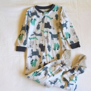 carter's woodland animals fleece zipper footie sleeper pajamas 3T toddler boys